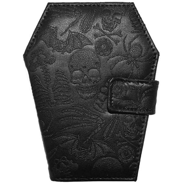 Kreepsville 666 RIP Bat Coffin Wallet Embossed Goth Faux Leather